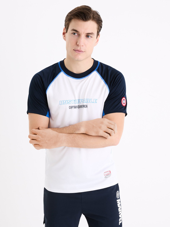 Celio Bela moška športna majica Celio Marvel Captain America