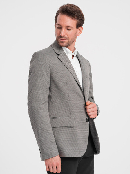 Ombre Clothing Siva moška blazer jopica s fino kvačkanim vzorcem Ombre Clothing