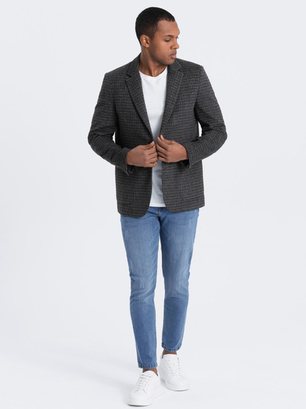Ombre Clothing Temno siva moška kvačkana jakna z mešanico volne Ombre Clothing
