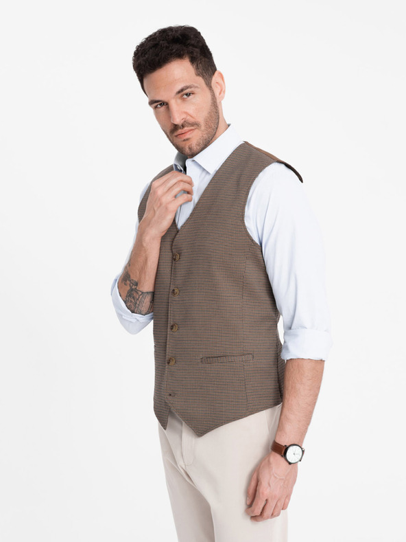 Ombre Clothing Rjava moška jopica iz žakarja Ombre Clothing
