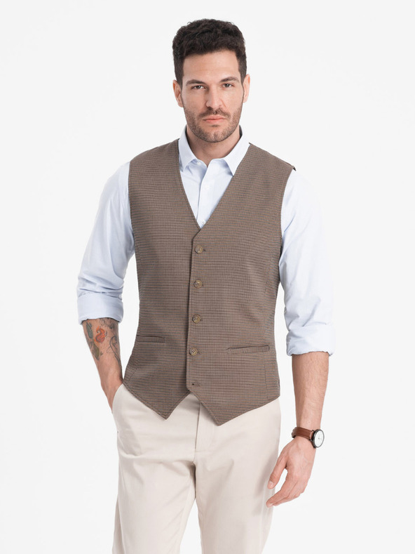Ombre Clothing Rjava moška jopica iz žakarja Ombre Clothing
