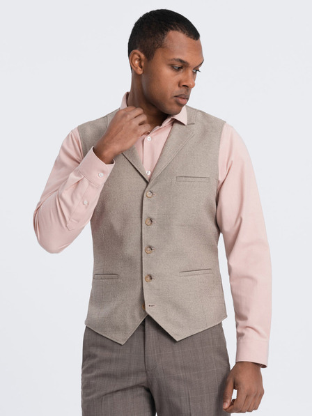 Ombre Clothing Bež moški telovnik z ovratnikom Ombre Clothing