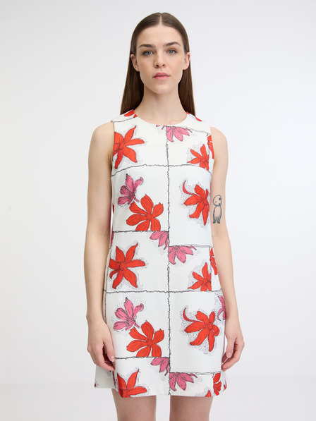 Desigual Rdeče-bela ženska cvetlična mini obleka Desigual Houston