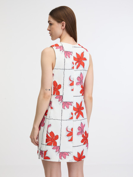 Desigual Rdeče-bela ženska cvetlična mini obleka Desigual Houston