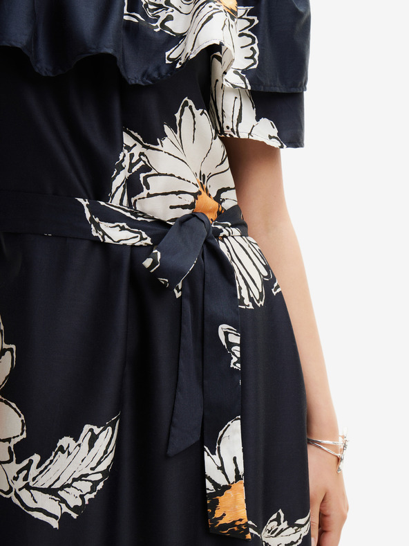 Desigual Črna ženska cvetlična midi obleka Desigual Georgeo