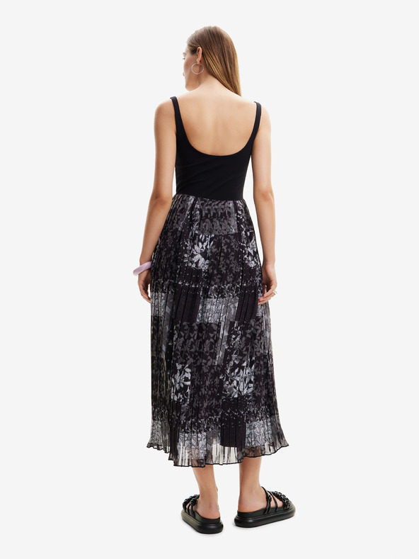 Desigual Črna ženska maksi obleka z vzorcem Desigual Cassidi