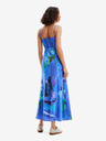 Desigual Modra ženska cvetlična maksi obleka Desigual Bleu