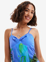 Desigual Modra ženska cvetlična maksi obleka Desigual Bleu