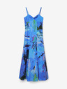 Desigual Modra ženska cvetlična maksi obleka Desigual Bleu