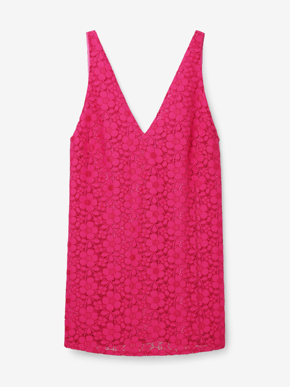 Desigual Desigual Čipkasta temno rožnata ženska čipkasta obleka