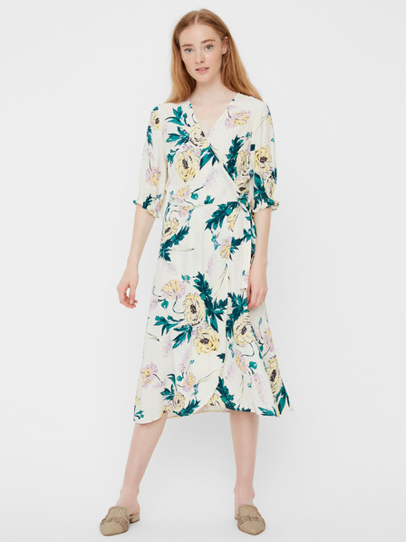 Vero Moda Kremasta cvetlična zavita midi majica VERO MODA Oline