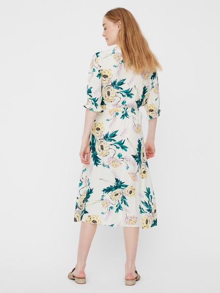 Vero Moda Kremasta cvetlična zavita midi majica VERO MODA Oline