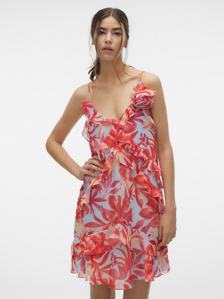 Vero Moda Vero Moda Marie krem in rdeča ženska cvetlična obleka