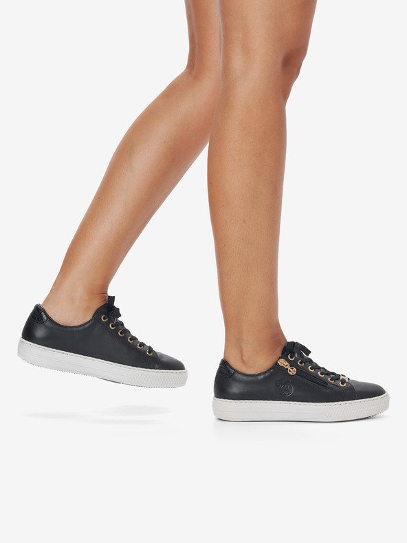 Rieker Črne ženske usnjene superge Rieker