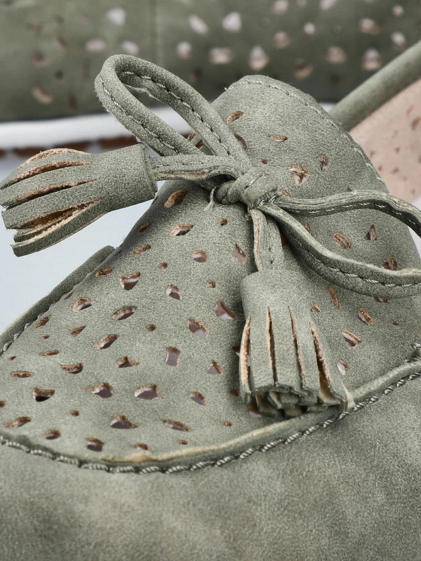 Rieker Zeleni ženski mokasini iz semiša Rieker