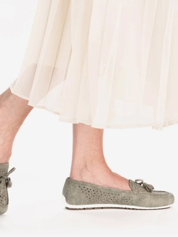 Rieker Zeleni ženski mokasini iz semiša Rieker