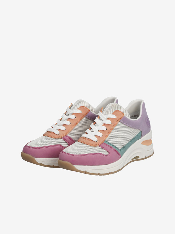 Rieker Kremaste in rožnate ženske športne copate s klinom Rieker