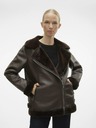 Vero Moda VERO MODA Emmy temno rjava ženska usnjena jakna