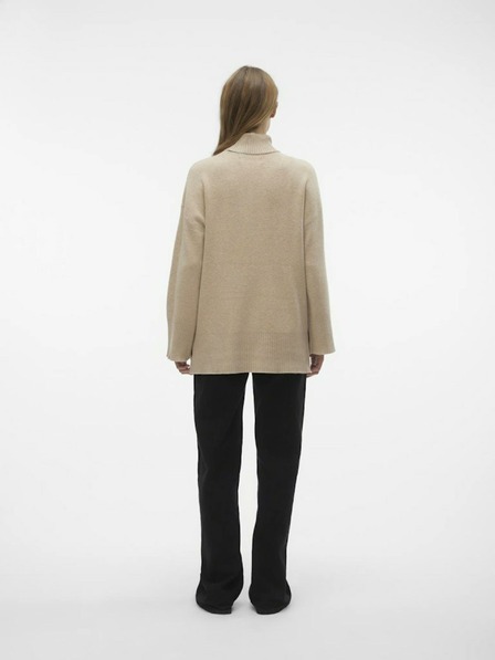 Vero Moda Bež ženski pulover z rolojem VERO MODA Goldneedle