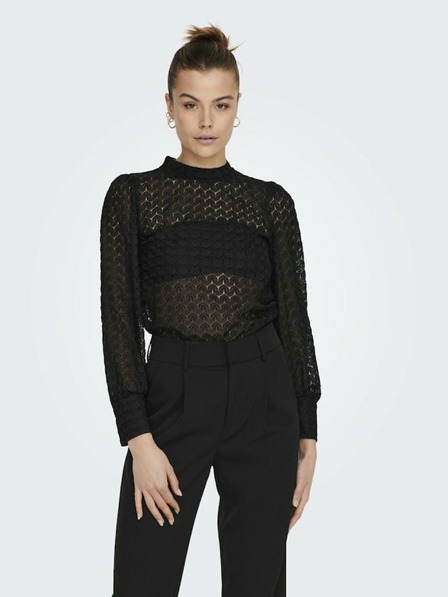 Jacqueline de Yong Črna ženska čipkasta bluza JDY Avery