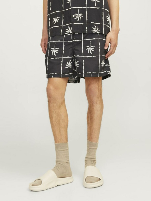 Jack & Jones Črne moške vzorčaste kopalke Jack & Jones Fiji