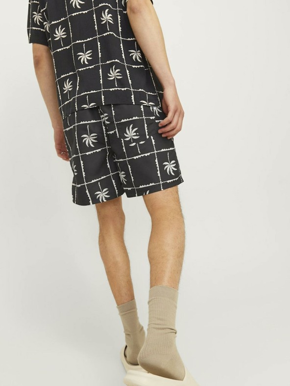 Jack & Jones Črne moške vzorčaste kopalke Jack & Jones Fiji