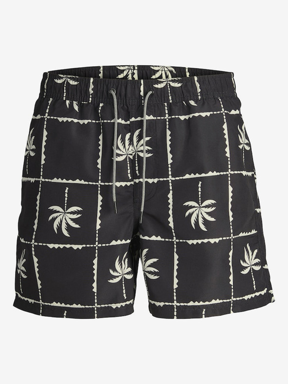 Jack & Jones Črne moške vzorčaste kopalke Jack & Jones Fiji