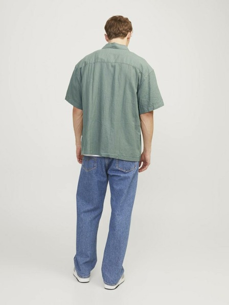 Jack & Jones Zelena moška lanena srajca s kratkimi rokavi Jack & Jones Faro