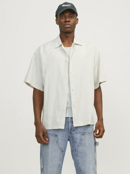 Jack & Jones Kremasta moška lanena srajca s kratkimi rokavi Jack & Jones Faro