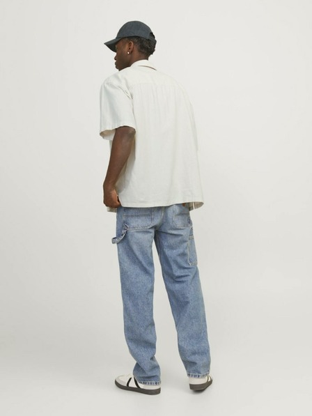 Jack & Jones Kremasta moška lanena srajca s kratkimi rokavi Jack & Jones Faro