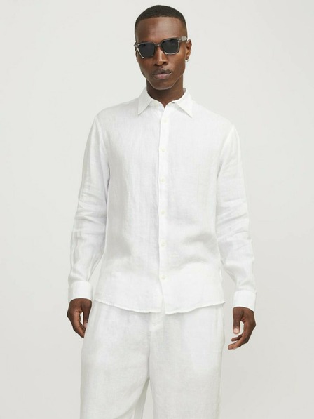 Jack & Jones Jack & Jones Lawrence bela moška lanena srajca s kratkimi rokavi