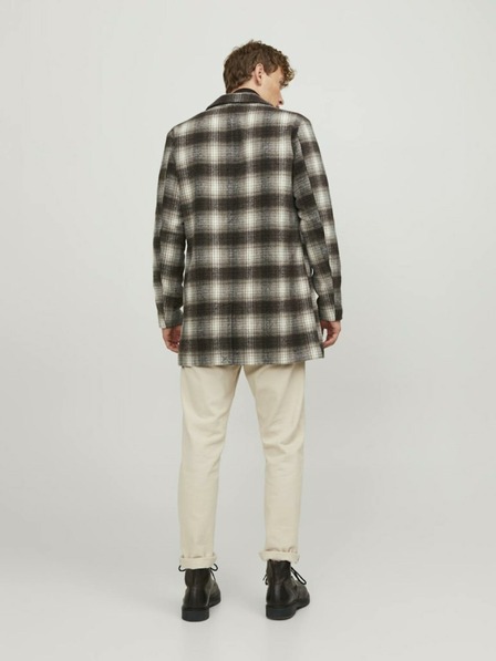 Jack & Jones Rjava moška jopa Jack & Jones Zac iz volnene kockaste tkanine