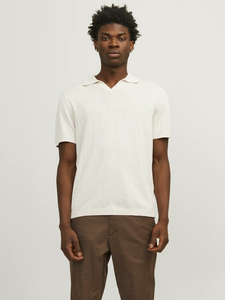 Jack & Jones Kremasta moška polo majica Jack & Jones iz lanene mešanice