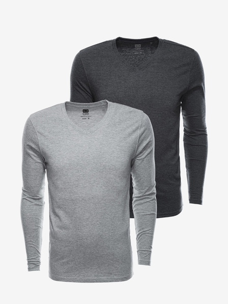 Ombre Clothing Moška majica z dolgimi rokavi brez potiska - mešanica 2 kosov v paketu V1 Z41 basic