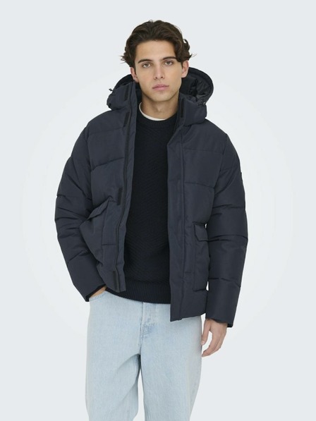 ONLY & SONS Temno modra moška prešita zimska jakna ONLY & SONS Carl