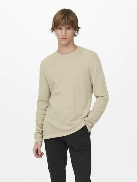 ONLY & SONS bež moški osnovni pulover ONLY & SONS Panter