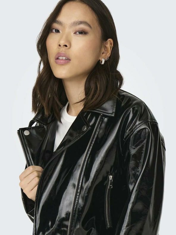 ONLY Črna ženska usnjena jakna ONLY Simone