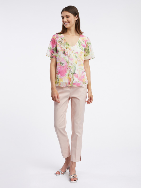 Orsay Roza in bela ženska cvetlična bluza ORSAY