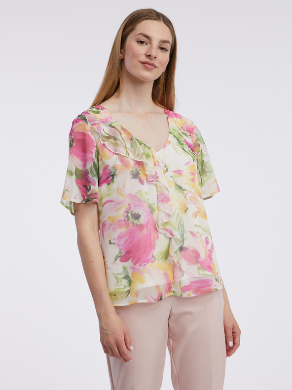 Orsay Roza in bela ženska cvetlična bluza ORSAY
