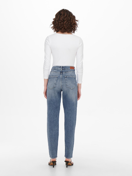 ONLY Modre kavbojke mom fit z vezenim učinkom ONLY Veneda