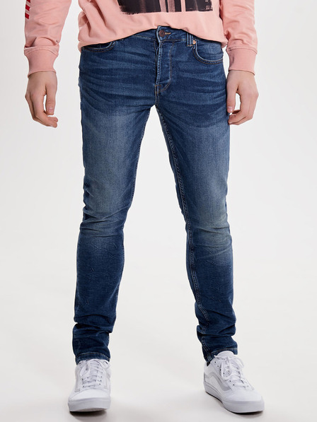 ONLY & SONS Modre oprijete kavbojke z izvezenim učinkom ONLY & SONS Loom