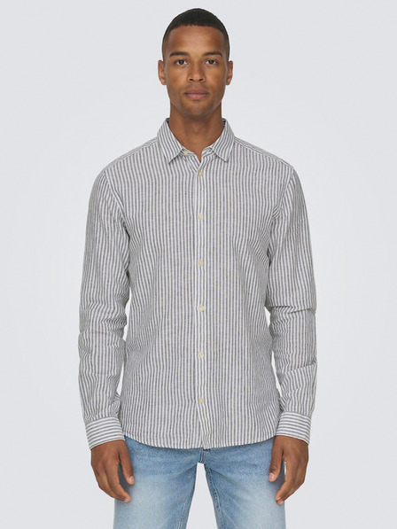ONLY & SONS Belo-modra moška črtasta srajca s platnom ONLY & SONS Caiden