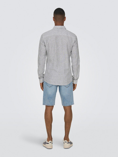 ONLY & SONS Belo-modra moška črtasta srajca s platnom ONLY & SONS Caiden