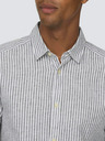 ONLY & SONS Belo-modra moška črtasta srajca s platnom ONLY & SONS Caiden