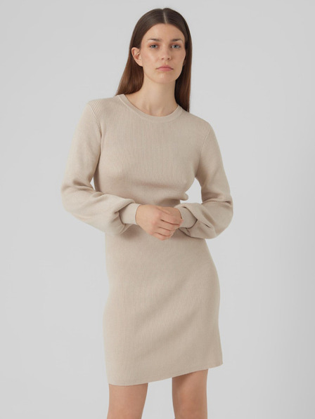 AWARE by VERO MODA Bež ženska pletena obleka AWARE by VERO MODA Haya