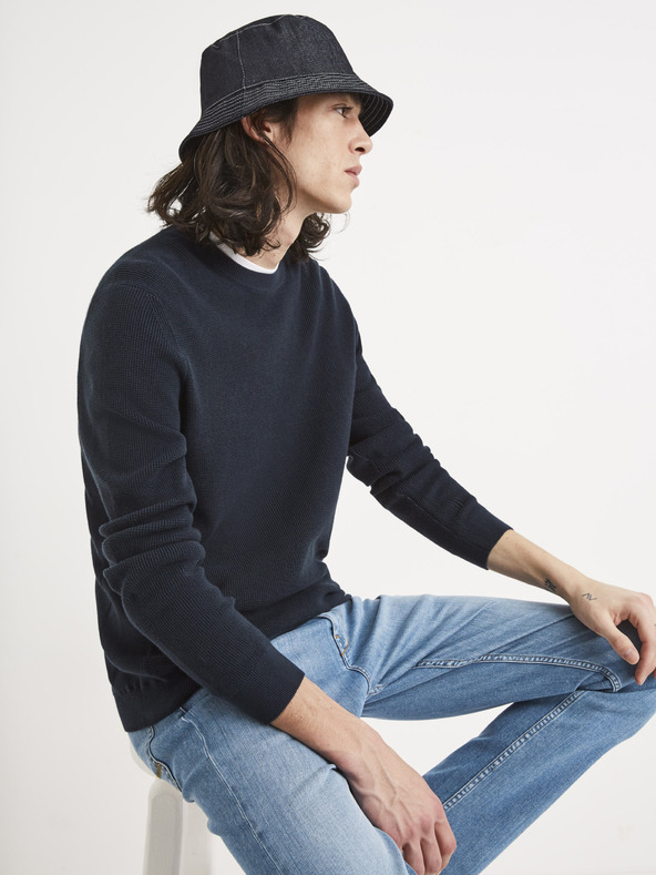 Celio Temno moder osnovni pulover Celio Tepic