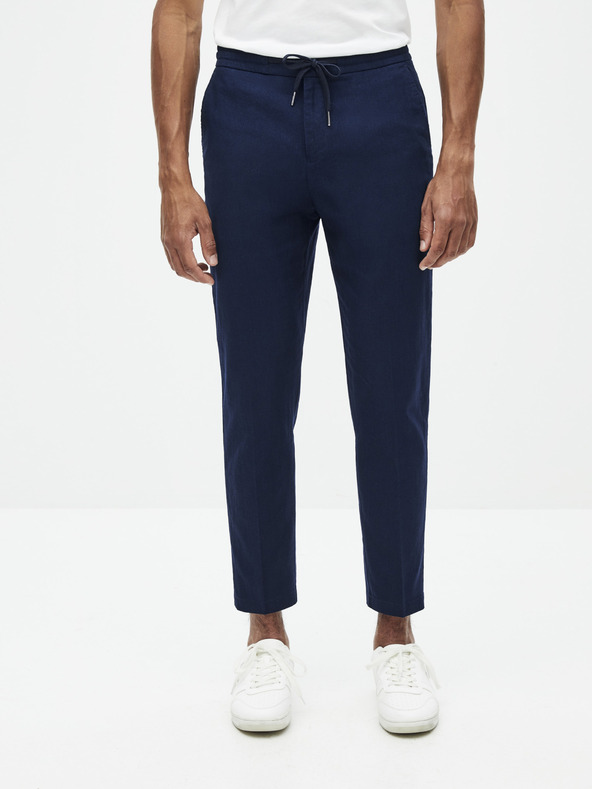 Celio Temno modre moške platnene hlače Celio