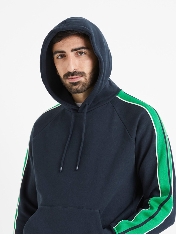 Celio Temno modra moška jopa s kapuco Celio Vebandit