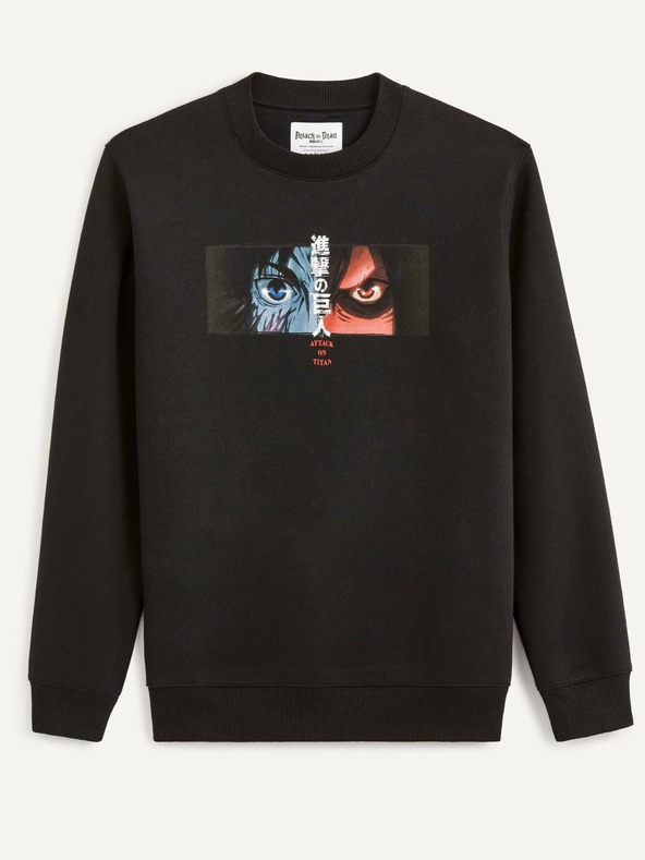Celio Črna moška majica s kapuco Celio Attack on Titan