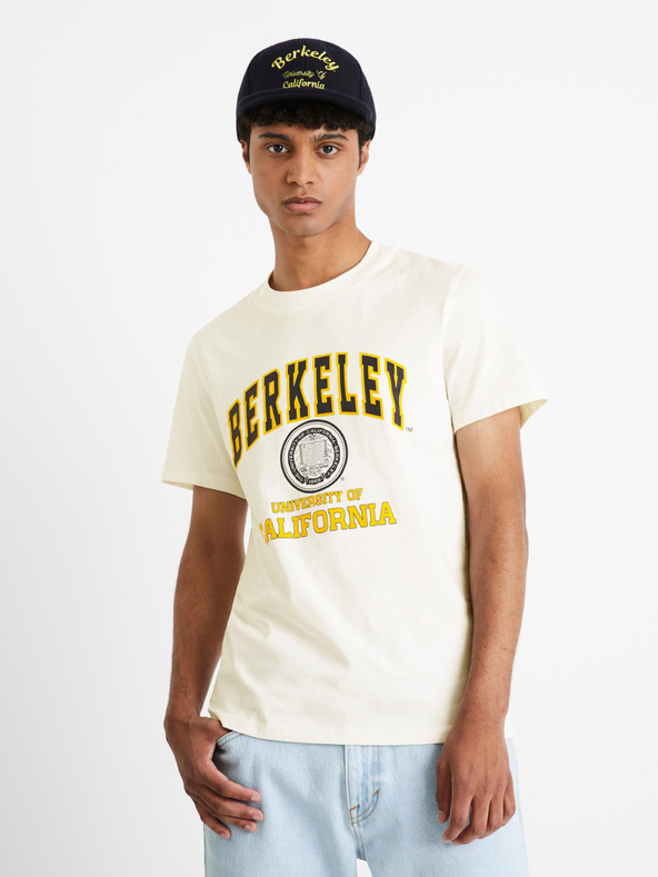 Celio Rumeno-bela moška univerzitetna majica Celio Berkeley